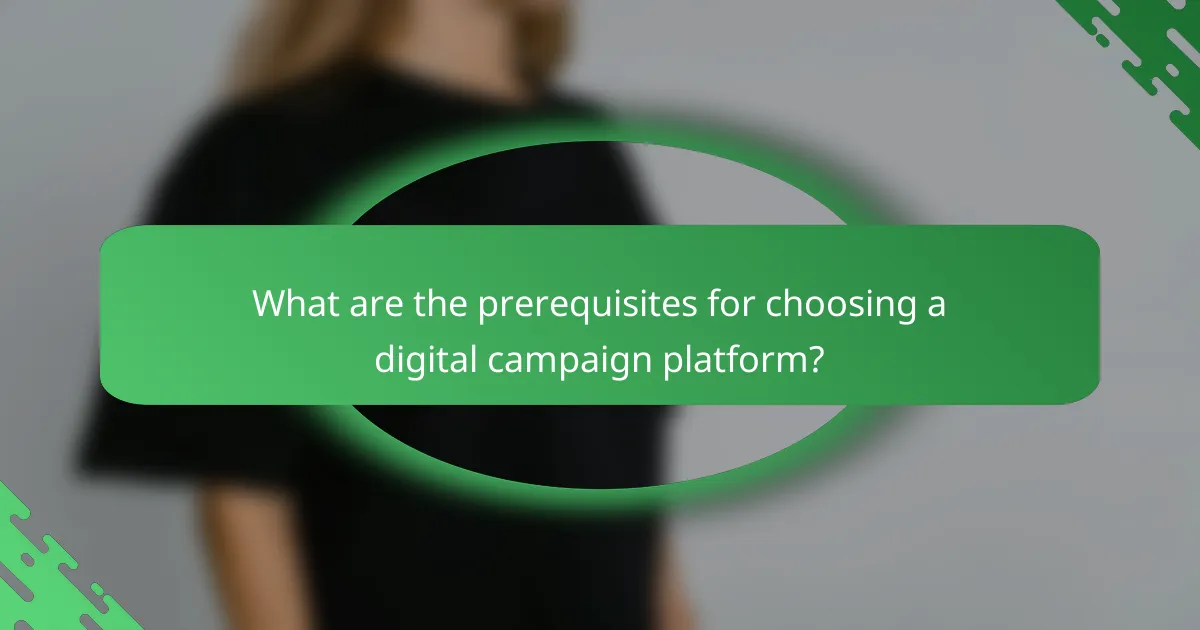 What are the prerequisites for choosing a digital campaign platform?